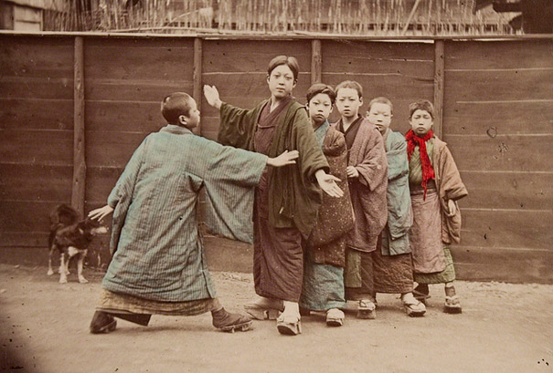 Boys Playing Kotoro. Japan c. 1890s. Kusakabe Kimbei